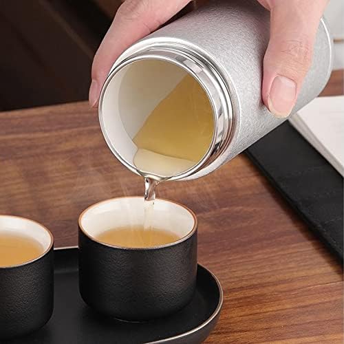 CUJUX Seramik Astar Çay Termos Şişe Ayrılmış Fincan Akıllı Sıcaklık Göstergesi Ayırır ve Su
