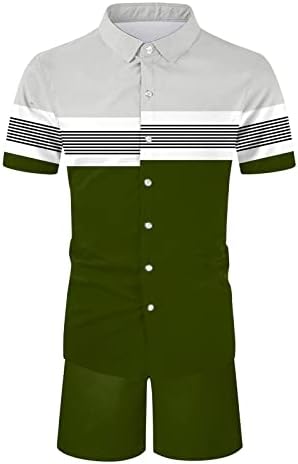 2 Parça Eşofman Kıyafetler Erkekler için Düğme Aşağı 3d Baskı havai gömleği ve Kısa Setleri Moda gündelik spor giyim