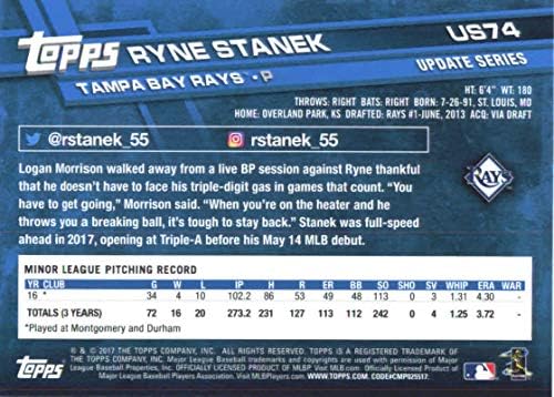 2017 Topps Güncellemesi US74 Ryne Stanek RC Çaylak Tampa Körfezi ışınları