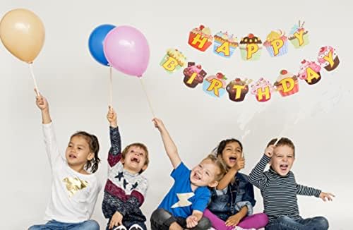 Mutlu Doğum Günü Partisi Afiş Cupcake İle Kişiselleştirilmiş Doğum Günü Bayrakları Afiş Doğum Günü Partisi Dekorasyon