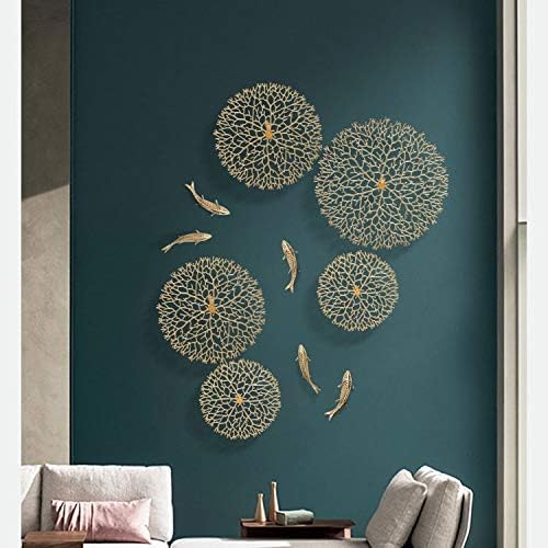 PDGJG Sadelik Duvar Dekorasyon Şanslı Mercan Sazan Lotus Yaprağı askı süsleri Bakır Kolye Zemin Ekran Amerikan Rustik