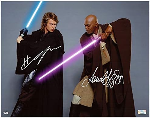 Hayden Christensen Samuel L. Jackson İmzalı Yıldız Savaşları Anakin Skywalker ve Topuz Windu 11x14 fotoğraf