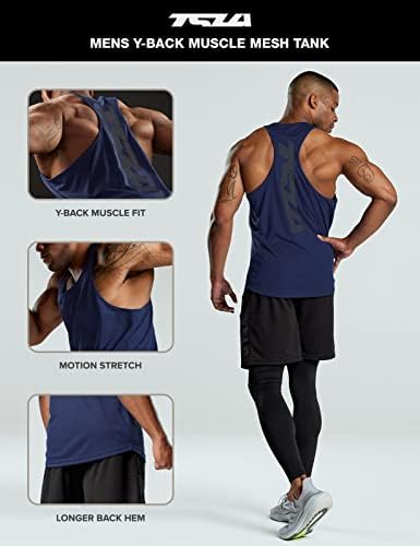 TSLA 3 Paket erkek Kuru Fit Y-geri Kas Egzersiz Tankı Üstleri, Atletik Eğitim spor salonu için üst giyim, kolsuz