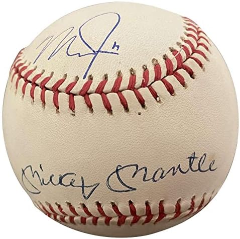 Mickey Mantle ve Mike Trout İmzalı OAL Beyzbol MLB PSA/DNA İmzalı Beyzbol Topları İmzaladı