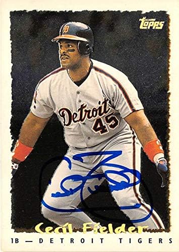 İmza Deposu 619283 Cecil Fielder İmzalı Beyzbol Kartı-Detroit Tigers 1995 Topps-No. 124 Siber İstatistikler
