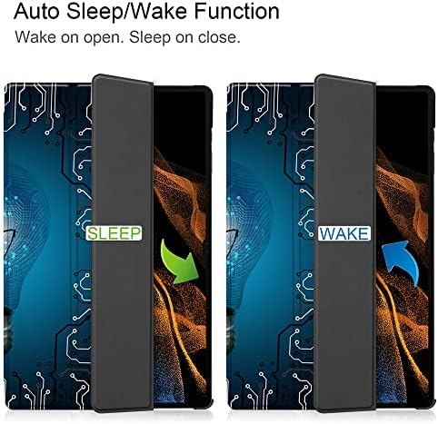 SanMuFly Galaxy Tab S8 Ultra Kılıf, Otomatik Uyku/Uyandırma Özellikli Akıllı Koruyucu Kılıflar, Ekran Korumalı Samsung