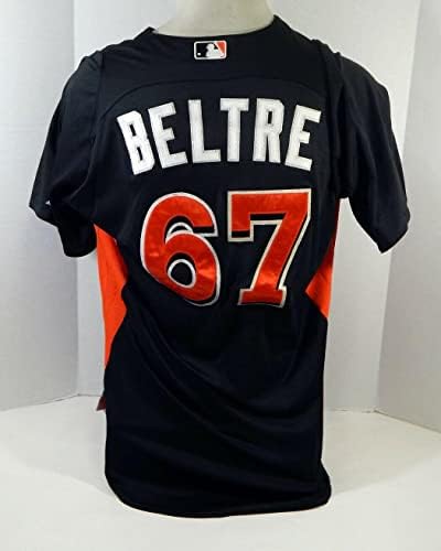 2012-13 Miami Marlins Andy Beltre 67 Oyun Kullanılmış Siyah Forma ST BP 44 DP18376 - Oyun Kullanılmış MLB Formaları