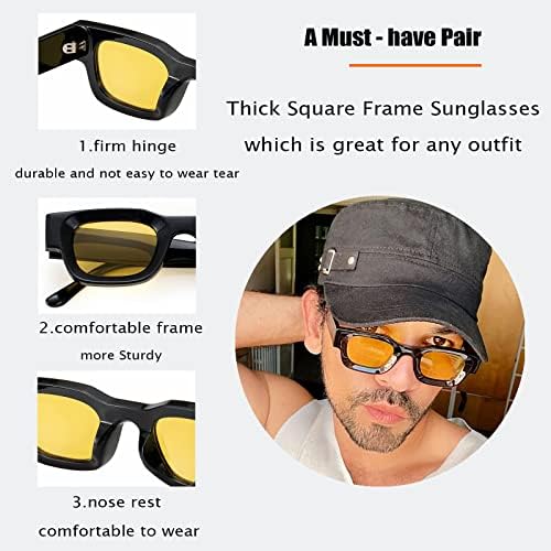 Teumıre Retro Dikdörtgen Polarize Güneş Gözlüğü Küçük Yüz Kadın Erkek Tıknaz Kare Kalın Çerçeve Gözlük UV400 Koruma