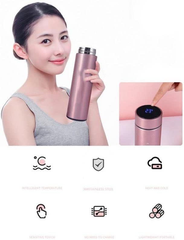 XWOZYDR 500 ml Akıllı Paslanmaz Çelik Termos Vakum Su Bardağı Ekran Sıcaklık Taşınabilir Su Şişesi ile Zarif kutu