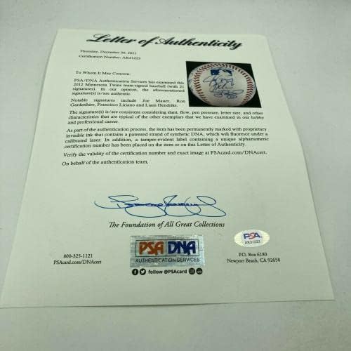 2012 Minnesota Twins Takımı İmzaladı Beyzbol Birinci Ligi Joe Mauer PSA DNA İmzalı Beyzbol Topları