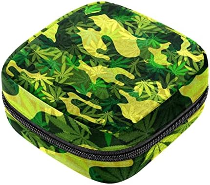 Yeşil Ot Yaprak Kamuflaj temizlik peçeteleri saklama çantası Regl Pad Çantası Taşınabilir regl kupası fermuarlı kese