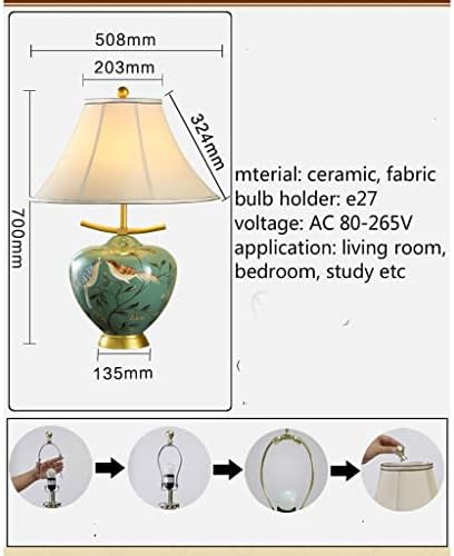 ZSEDP El Boyalı Yaratıcı Çin Seramik Kumaş E27 Dimmiable Masa Lambası Düğün Dekor Oturma Odası Yatak Odası için (Renk:
