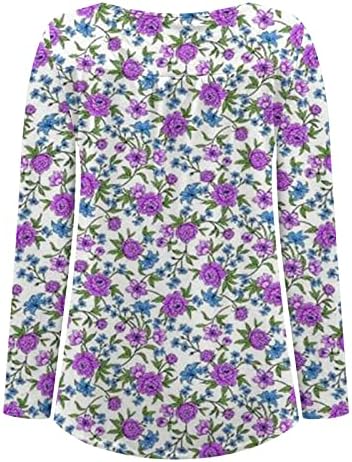 Henley Gömlek Kadın Uzun Kollu Çiçek Rahat Seksi Moda T-Shirt Baskılı Uzun Kollu Dantelli Kazak Bluz Tops