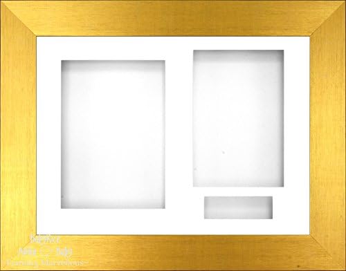 BabyRice 11.5x8. 5 Fırçalanmış Altın 3D Ekran Çerçevesi / Beyaz 3 delikli montaj ve Destek