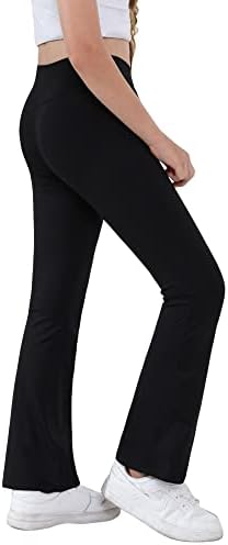 Kızlar Yoga Pantolon V Çapraz Bel Geniş Bacak Egzersiz Flare Pantolon Yüksek Bel Bootcut Pantolon