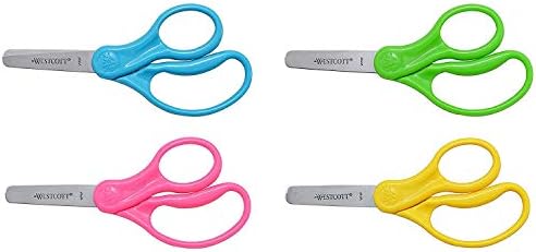 Westcott Classic Kids Scissors, Kör Uç, 5 inç, 4 Sayı, Neon Pembesi, Neon Mavisi, Neon Yeşili, Neon Sarısı (Çeşitli)
