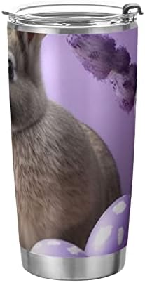 Paskalya Yumurtaları ile Tavşanlar Lavanta 20 oz Tumbler kapaklı şişe ve Saman Yalıtımlı Kahve Buz Fincan Vakum paslanmaz