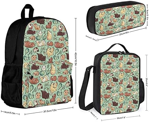 Komik Gine Domuz Sırt Çantaları Setleri Okul Seyahat Sırt Çantası Baskılar Sırt Çantası Öğle Yemeği Çantası ve Kalem