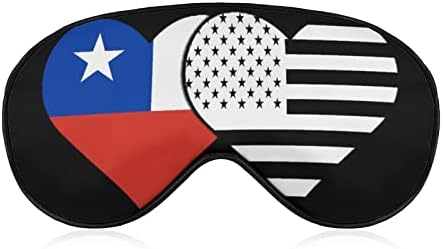 Şili ve Siyah Amerikan Bayrağı Uyku Maskesi Hafif Körü Körüne Maskesi Göz Maskesi Kapak Erkekler Kadınlar için Ayarlanabilir