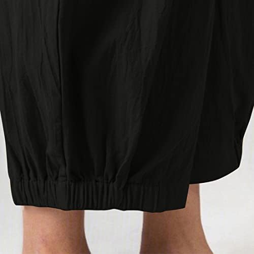Bayan Capri Yoga pantolon geniş bacak gevşek rahat salon kapriler cepli