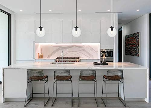 XiNBEi aydınlatma mutfak kolye ışık, modern 1 ışık küre sarkıt aydınlatma armatürü siyah ayarlanabilir sarkıt tavan