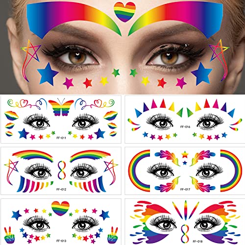 Eşcinsel Gökkuşağı Dövme Etiket LGBT Gurur Günü Yüz Geçici Dövme Etiket Yüz Makyaj Etiket Kadınlar için Gurur Eşitlik