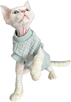 Sphynx Tüysüz Kedi Giysileri Sonbahar Kış Sıcak pamuklu kapüşonlar Yuvarlak Boyun Kolsuz Yumuşak Yelek Kazak Evcil