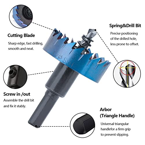 Delik Testere Matkap Çelik Delik Açıcı Kesici Mavi Kaplı Çekirdek Matkap Ucu Metal Delme Aracı 1 Adet (Renk: 53mm)
