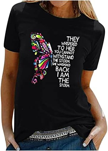 Gömlek Kadınlar için Yaz Casual Grafik Mektup Baskı T Shirt Kısa Kollu yuvarlak Boyun Üstleri Moda Slim Fit Tee Bluzlar