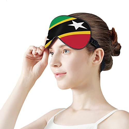 Saint Kitts ve Nevis Bayrağı Uyku Maskesi Ayarlanabilir Kayış ile Yumuşak Göz Kapağı Karartma Körü Körüne Seyahat