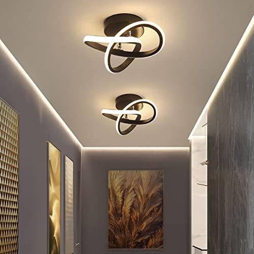 PANGYANG Küçük koridor Modern LED tavan ışık fikstürü siyah gömme montaj 3-Color ayarlanabilir yaratıcı tasarım tavan
