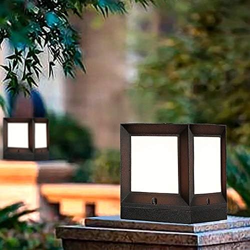 IIFAS klasik siyah kaplama kare sütun lamba Modern basit Decking veranda aydınlatma IP54 su geçirmez yağmur geçirmez
