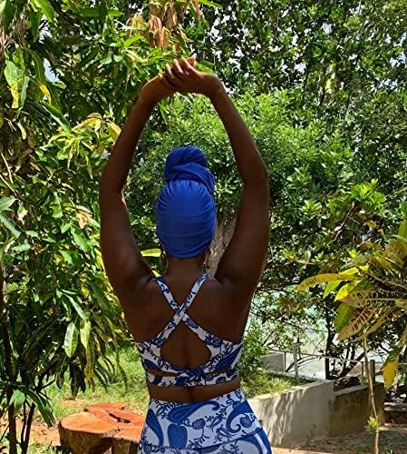 Nsombii Sıkıştırma Kalın Yoga Pantolon Karın Kontrol Spor Sutyeni 2-pc Egzersiz Seti Kadınlar için Afrika Baskı Yüksek