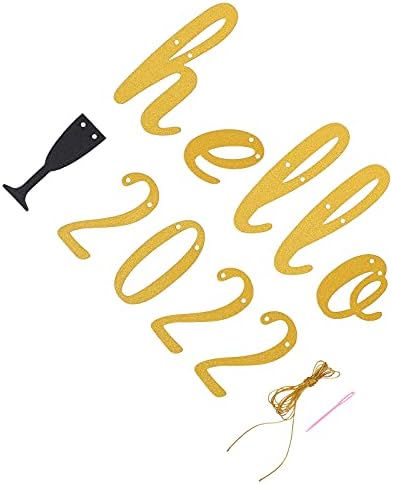 GALPADA Mutlu Yeni Yıl Süslemeleri 2 Adet Yeni Yıl Partisi Dekoratif Glitter Asılı Afiş Parti Dekor için (Altın)