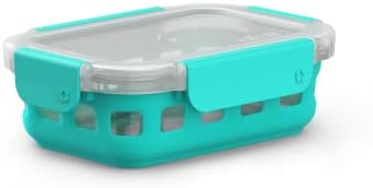 Ello Duraglass Yemek Hazırlama Kabı, Silikon Kılıflı ve Hava Geçirmez BPA İçermeyen Plastik Kapaklı 1,75 bardaklık