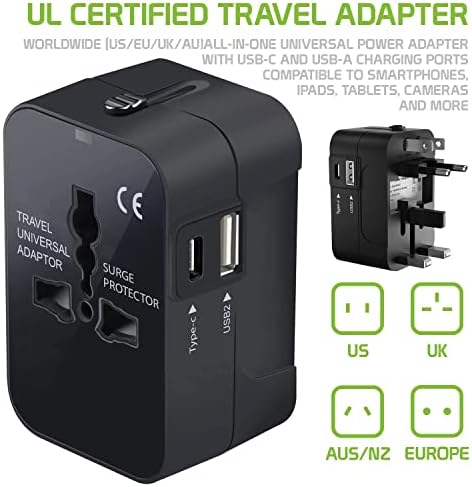 Seyahat USB Plus Uluslararası Güç Adaptörü 3 Cihaz için Dünya Çapında Güç için Asus ZenPad 7.0 (Z370C) ile Uyumlu
