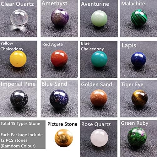 12 adet 16mm Çeşitli Doğal Kristal Şifa Taş Top Dekorasyon Karışık Renk Stil Küreler Aksesuarları Rastgele