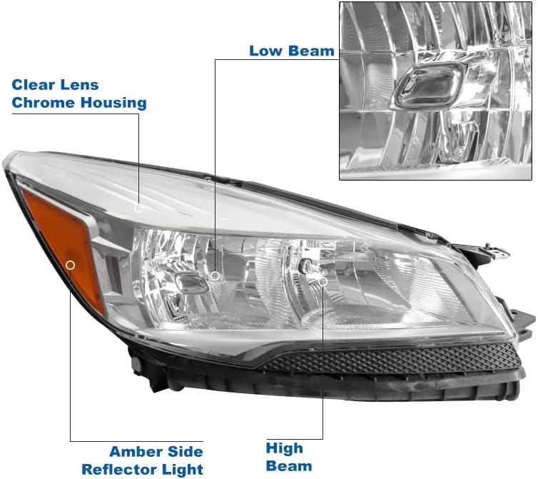 ZMAUTOPARTS Yedek Krom Farlar Farlar 6.25 beyaz LED DRL ışıkları 2013- Ford Escape