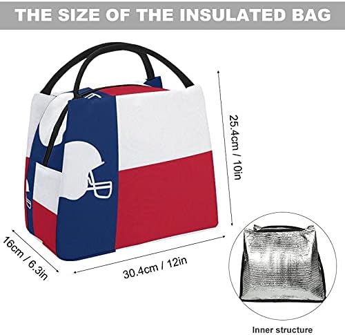 Teksaslı Devlet Bayrağı futbol kaskı Yalıtımlı yemek taşıma çantası Yemek Kutusu İş Okul Piknik Botla Plaj Balıkçılık