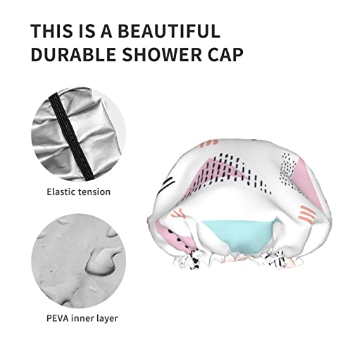 Kadınlar Kullanımlık Streç Hem Saç Şapka Geometrik Üçgen Nokta Pembe Çift Katmanlar Su Geçirmez Duş Başlığı banyo