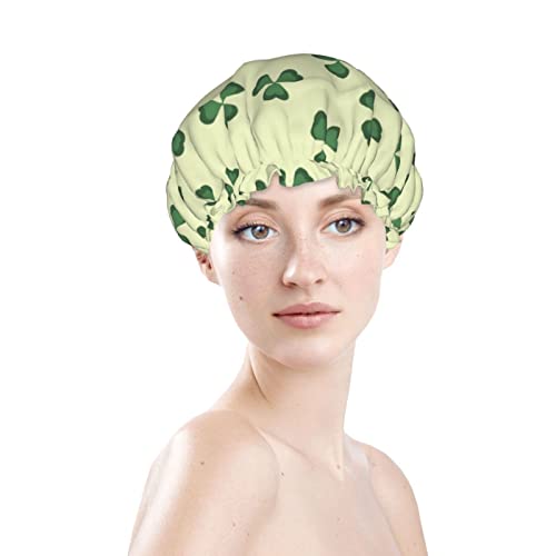 Kadınlar Kullanımlık Streç Hem Saç Şapka Yeşil Yonca Şanslı Çift Katmanlar Su Geçirmez duş Bonesi banyo bonesi