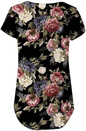 Artı Boyutu Kadınlar için Tops Gevşek Fit Tunik Bayan Yaz Üstleri Sevimli Vintage Kısa Kollu Gömlek Y2k Çiçek Tatil
