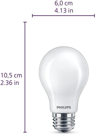 PHİLİPS LED A19 Ampul, Kısılabilir Değil, Yumuşak beyaz ışık, 10W=60W, E26 Taban ve LED Buzlu Kısılabilir Sıcak Parıltı