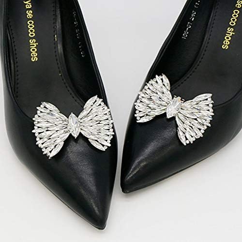 Holibanna İlmek ayakkabı tokası Rhinestone Kristaller Yay ayakkabı tokaları Ayrılabilir ayakkabı tokası Moda Diamante