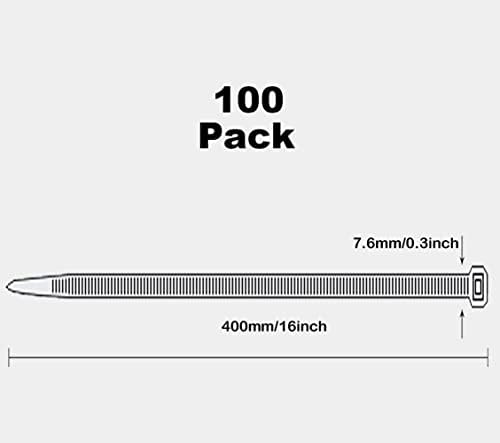 Oksdown 100 Paket 8 inç Siyah Ağır Zip Bağları Kalın Kablo Bağları 120 lbs Çekme Mukavemeti Büyük Plastik Tel Bağları