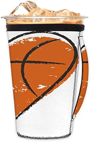 Kalp Şekli Basketbol Kullanımlık Buzlu Kahve Kollu Kolu Neopren kupa kılıfı Soda, Latte, Çay, İçecekler, Bira (Büyük