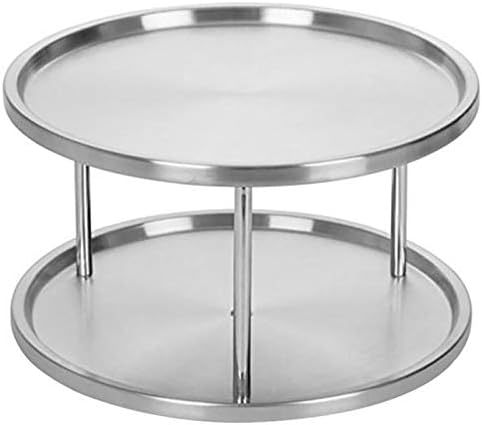 JAHH baharat rafı Paslanmaz Çelik Organizatör Tepsi 360 Derece Döner tabla Döner 2 Standı yemek masası Mutfak Sayaçları