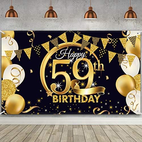 Doğum günü Partisi Dekorasyon Ekstra Büyük Kumaş Siyah Altın Işareti Posteri Yıldönümü fotoğraf kabini Zemin Arka