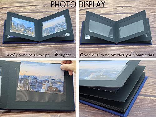 Kageıo El Yapımı Bez Kumaş Fotoğraf Albümü-Üç Katmanlı Karton Sayfalı 4 x 6 Çerçeve Kapağı, 46 4 x 6 veya 92 2 x