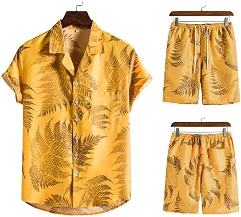 2 Parça Eşofman Kıyafetler Erkekler Artı Boyutu Moda havai gömleği ve Kısa Setleri 3d Baskı Tatil Egzersiz Spor Şort